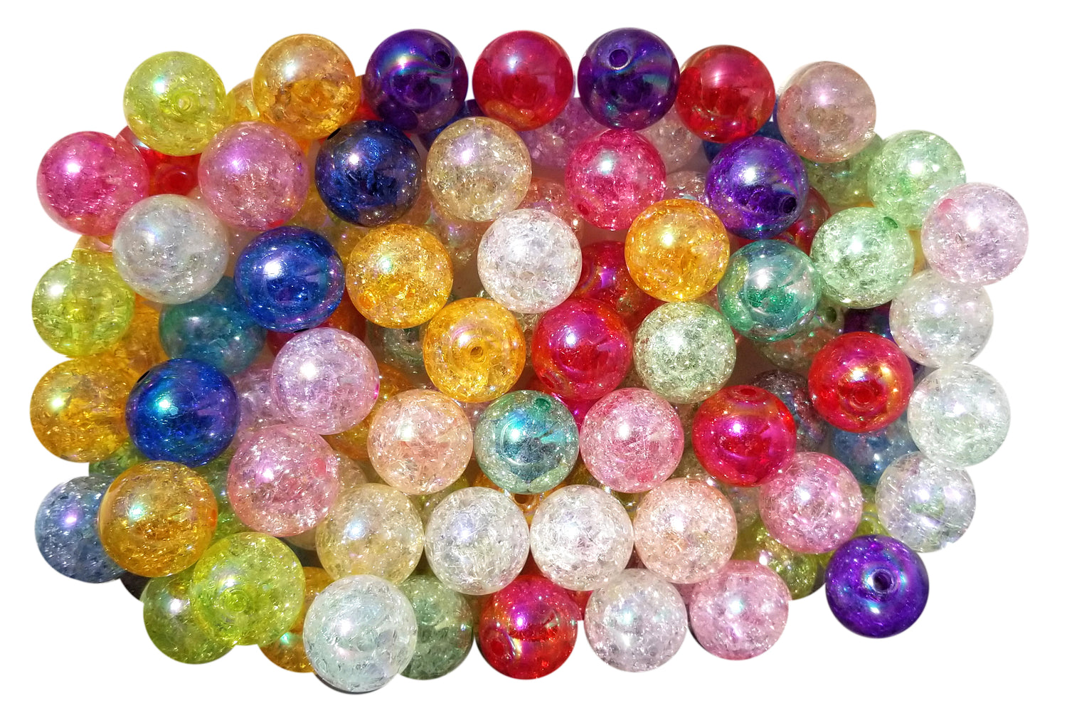 rainbow crackle 20mm bubblegum beads