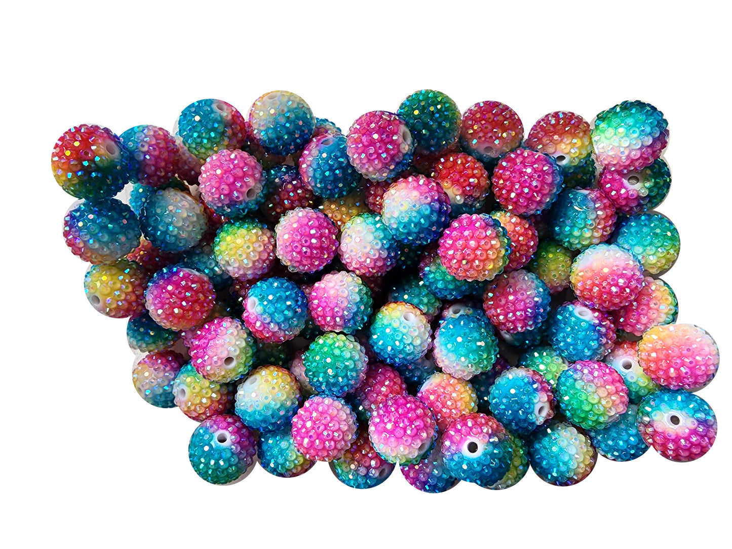 rainbow sherbert rhinestone 20mm wholesale bubblegum beads