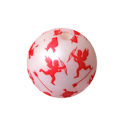 red cupid print 20mm printed bubblegum beads
