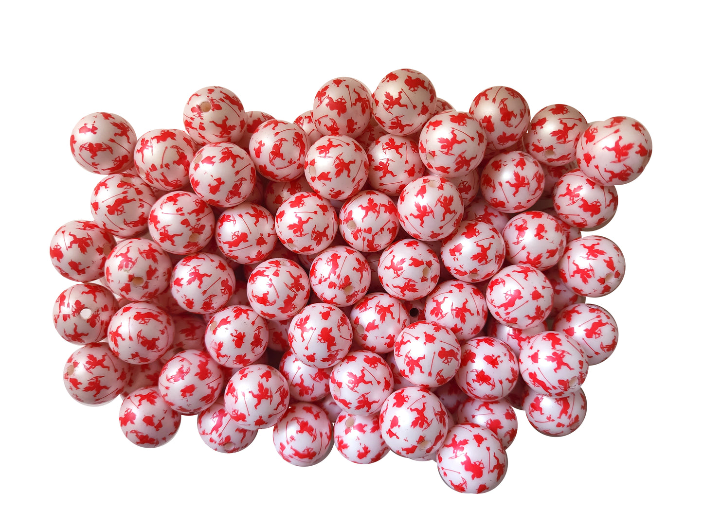 red cupid print 20mm printed bubblegum beads