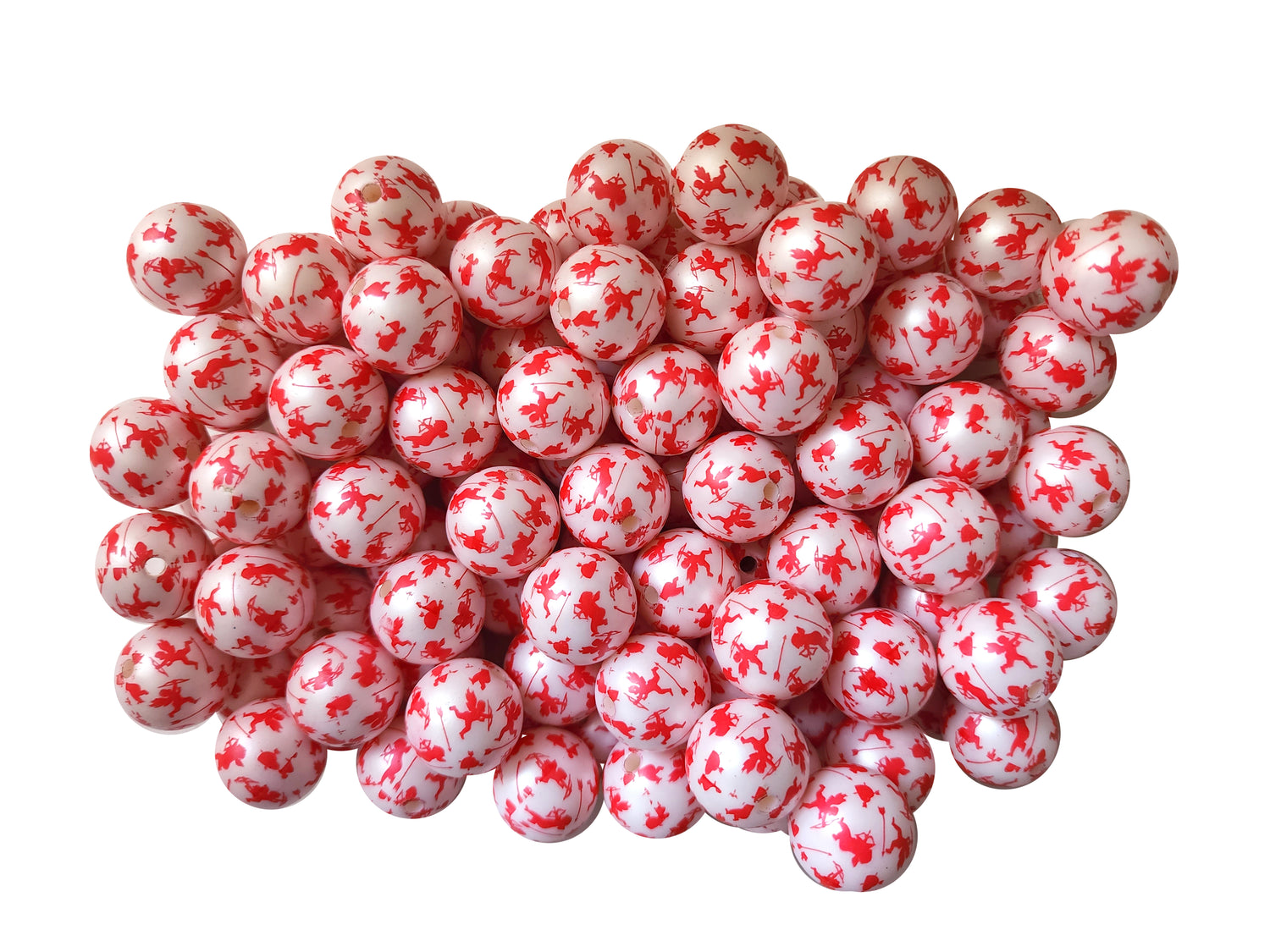 red cupid print 20mm printed bubblegum beads