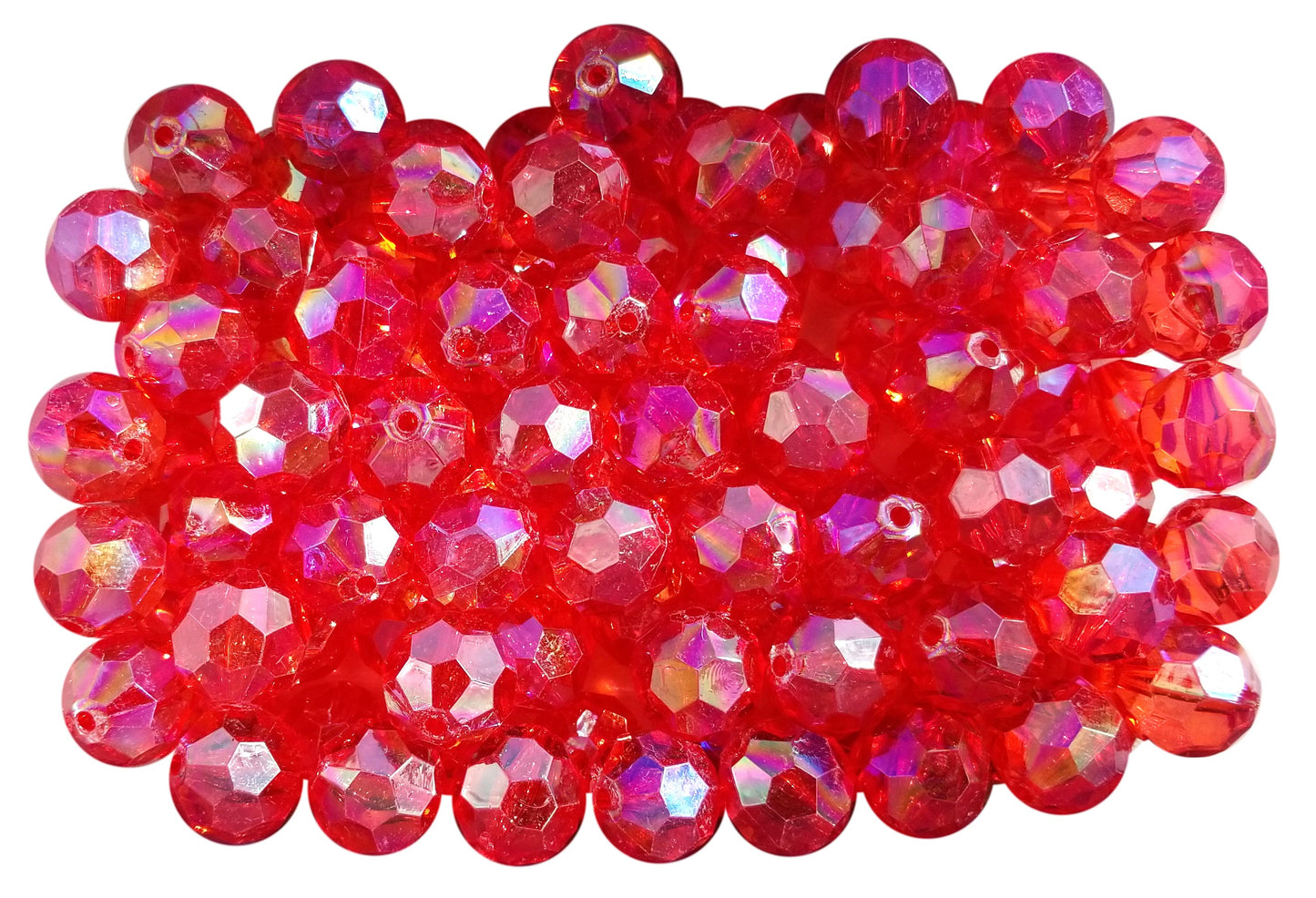 red faceted 20mm bubblegum beads