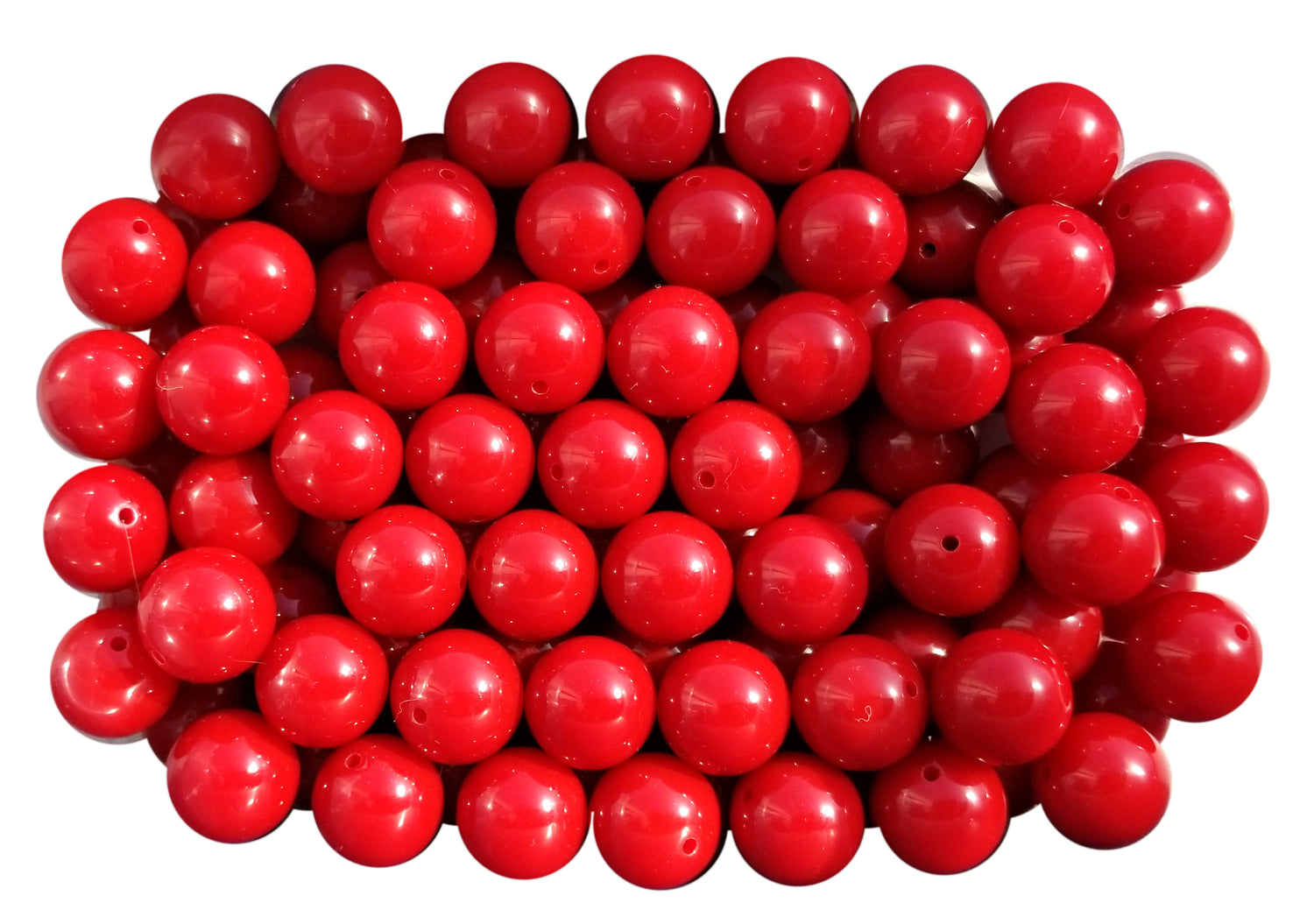red plain 20mm bubblegum beads