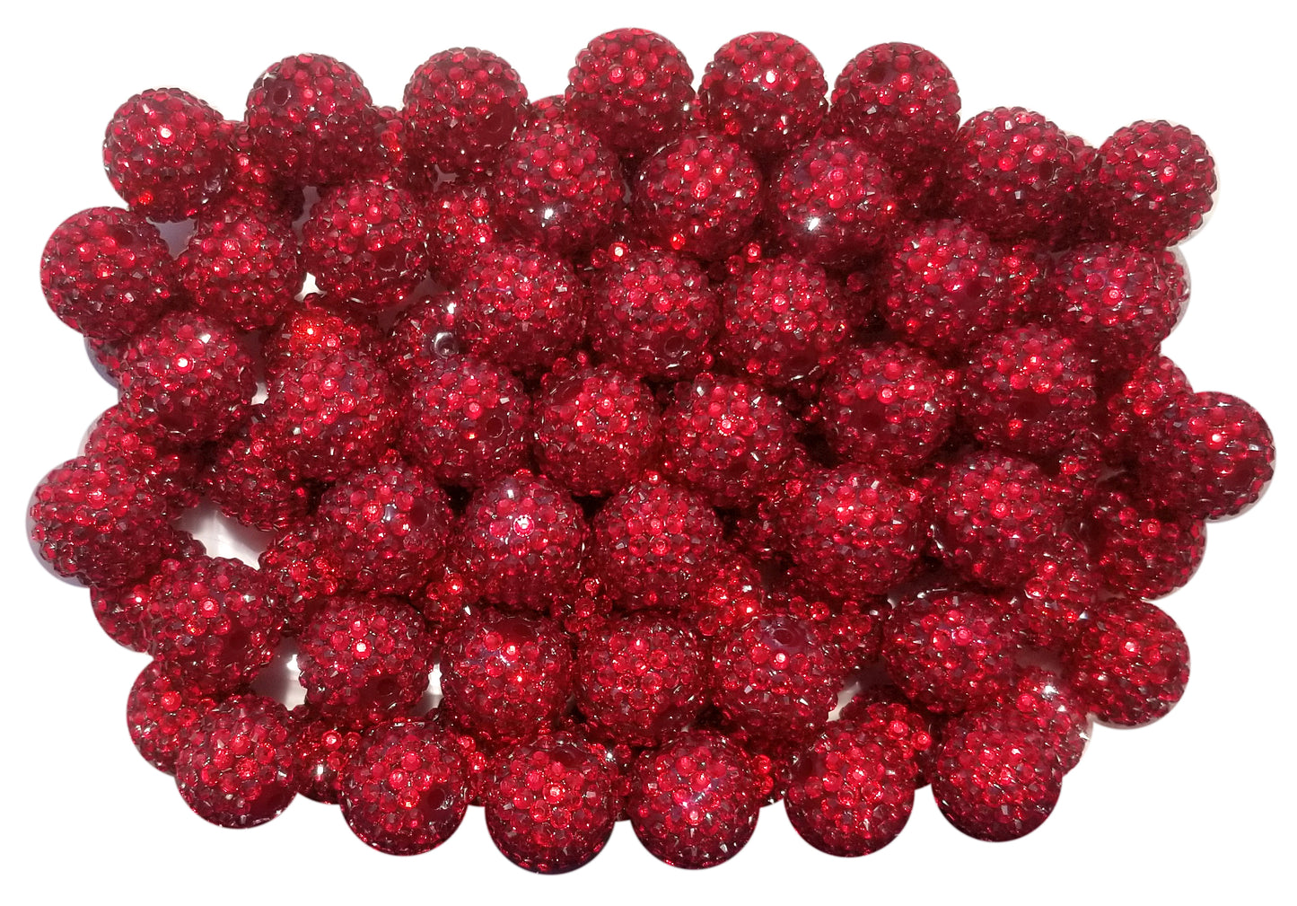 red rhinestone 20mm bubblegum beads