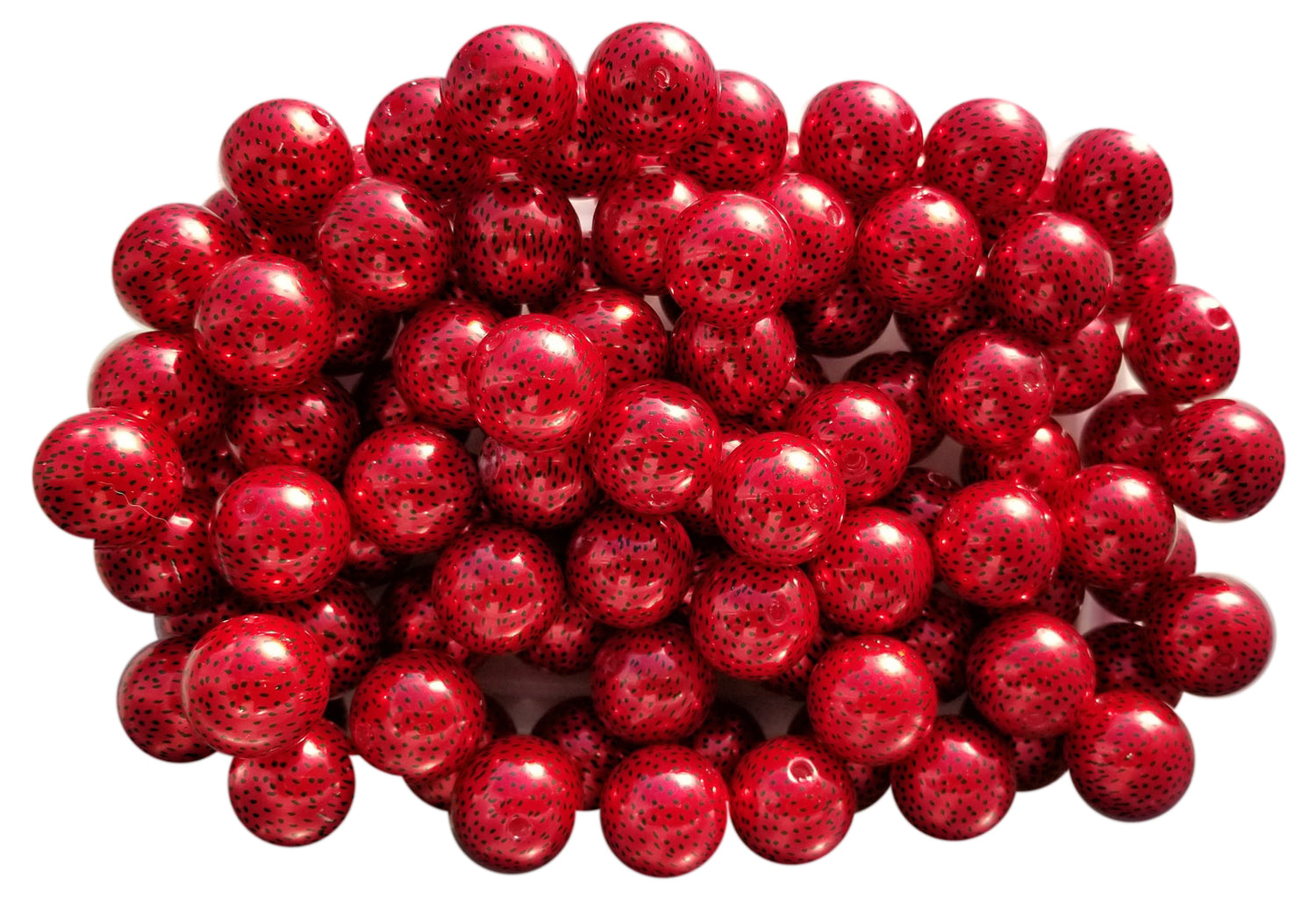 red watermelon seeds 20mm printed bubblegum beads
