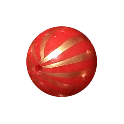 red & gold ornaments 20mm printed bubblegum beads