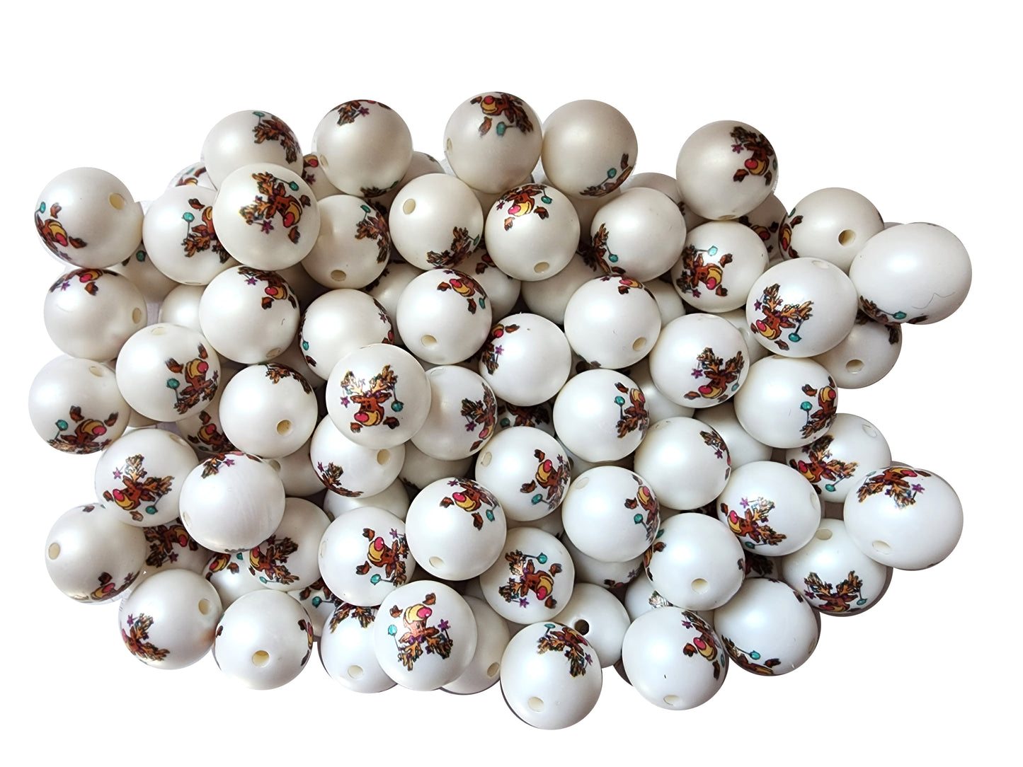 reindeer antlers 20mm printed wholesale bubblegum beads