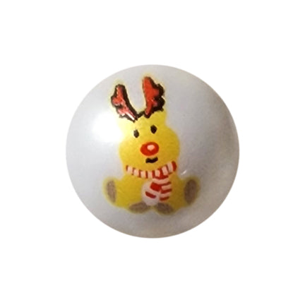 reindeer with scarf 20mm printed bubblegum beads