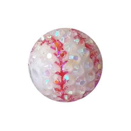 rhinestone baseball 20mm printed bubblegum beads