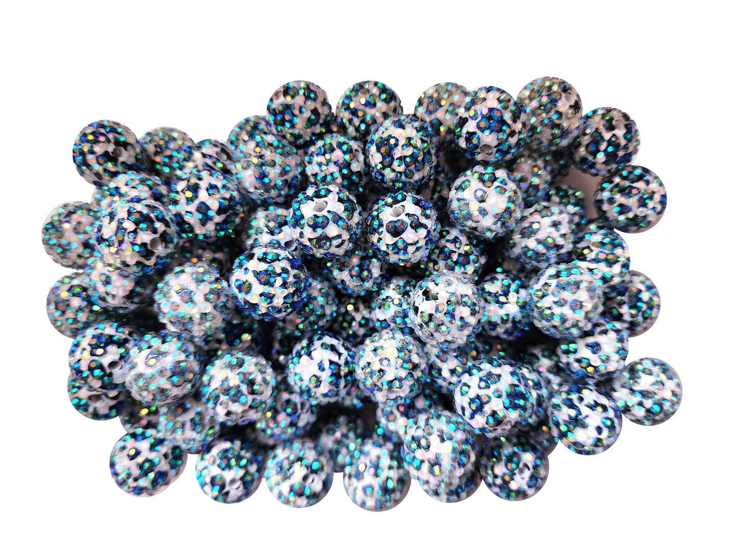 rhinestone cow print 20mm printed bubblegum beads