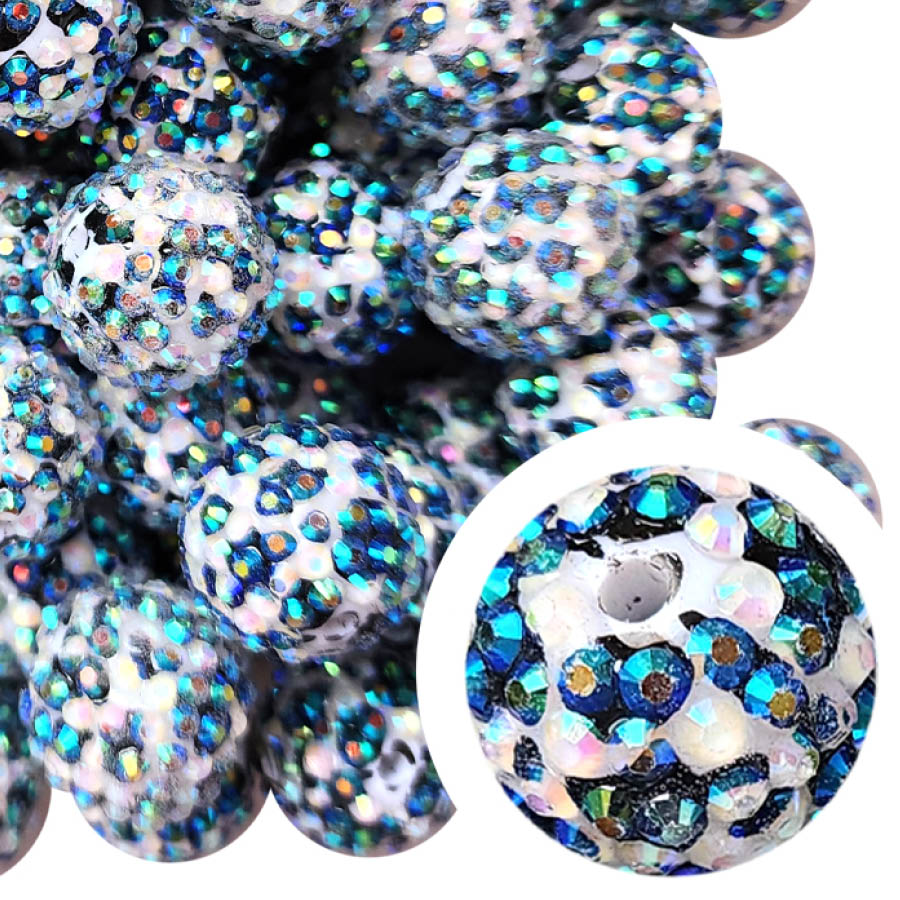 rhinestone cow print 20mm printed bubblegum beads