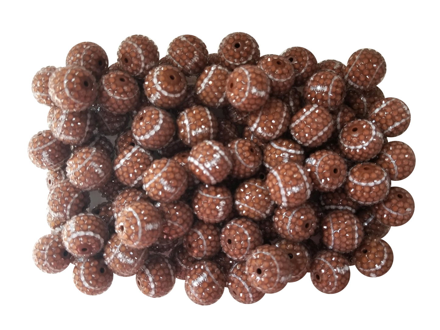 rhinestone football 20mm printed bubblegum beads