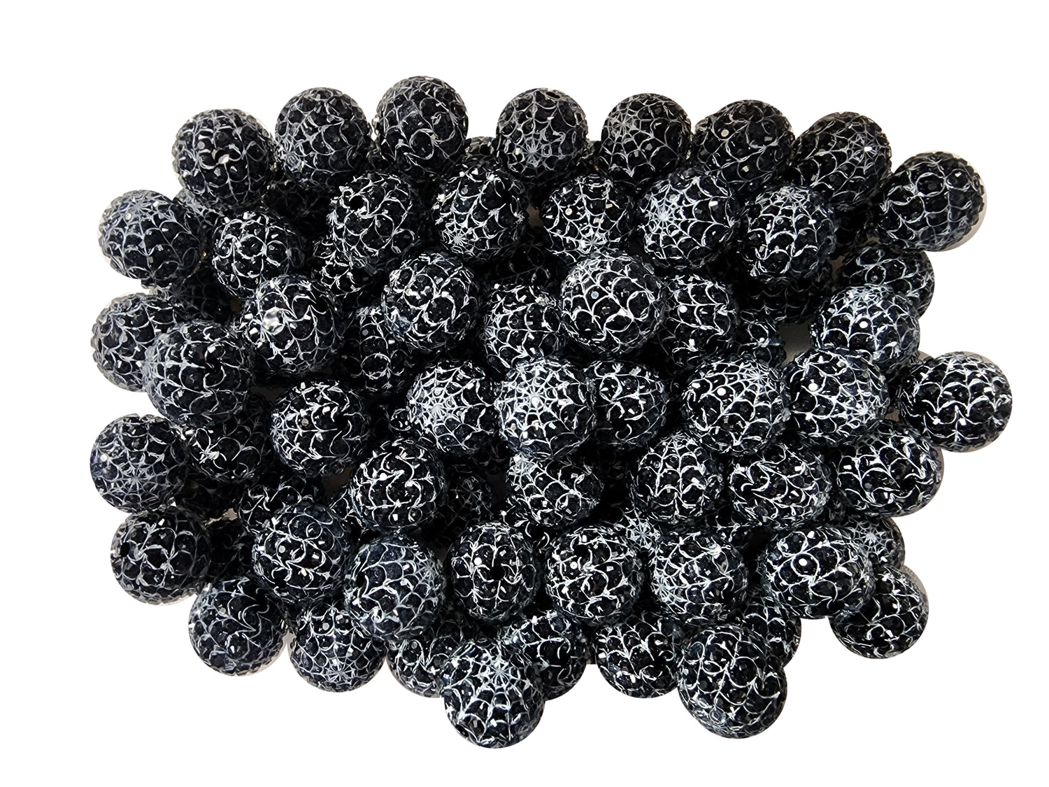 rhinestone spider web 20mm printed bubblegum beads