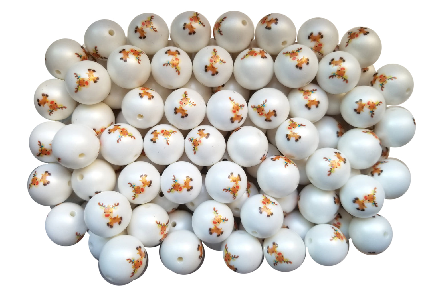 rudolph the red nosed reindeer 20mm printed bubblegum beads