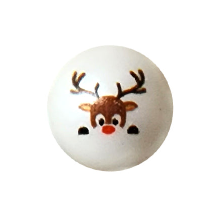 rudolph peeking 20mm printed bubblegum beads