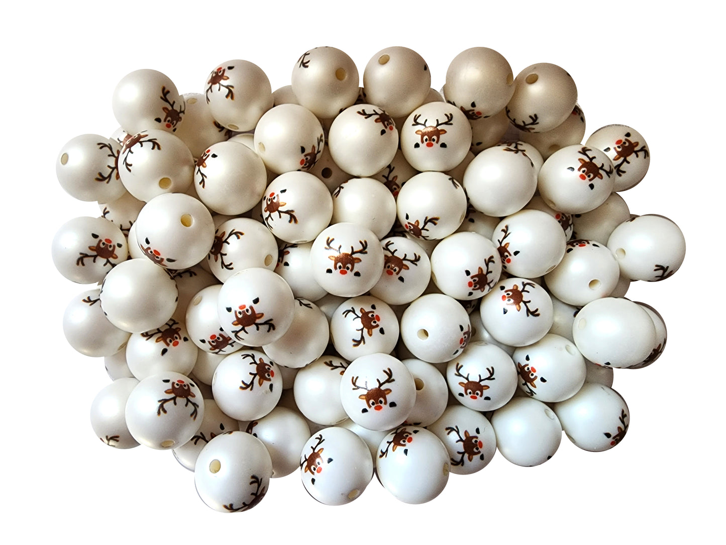 rudolph peeking 20mm printed bubblegum beads