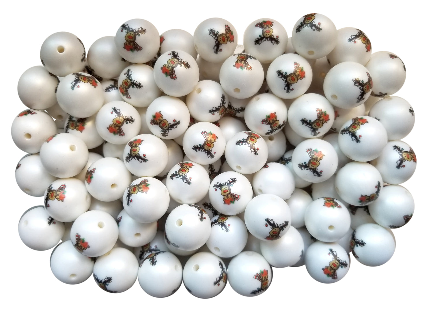 rudolph in lights 20mm printed bubblegum beads