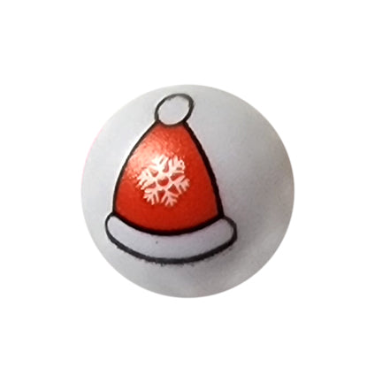 santa hat 20mm printed bubblegum beads