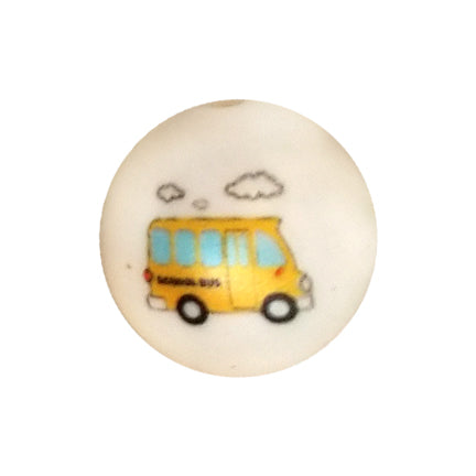 school bus 20mm printed bubblegum beads