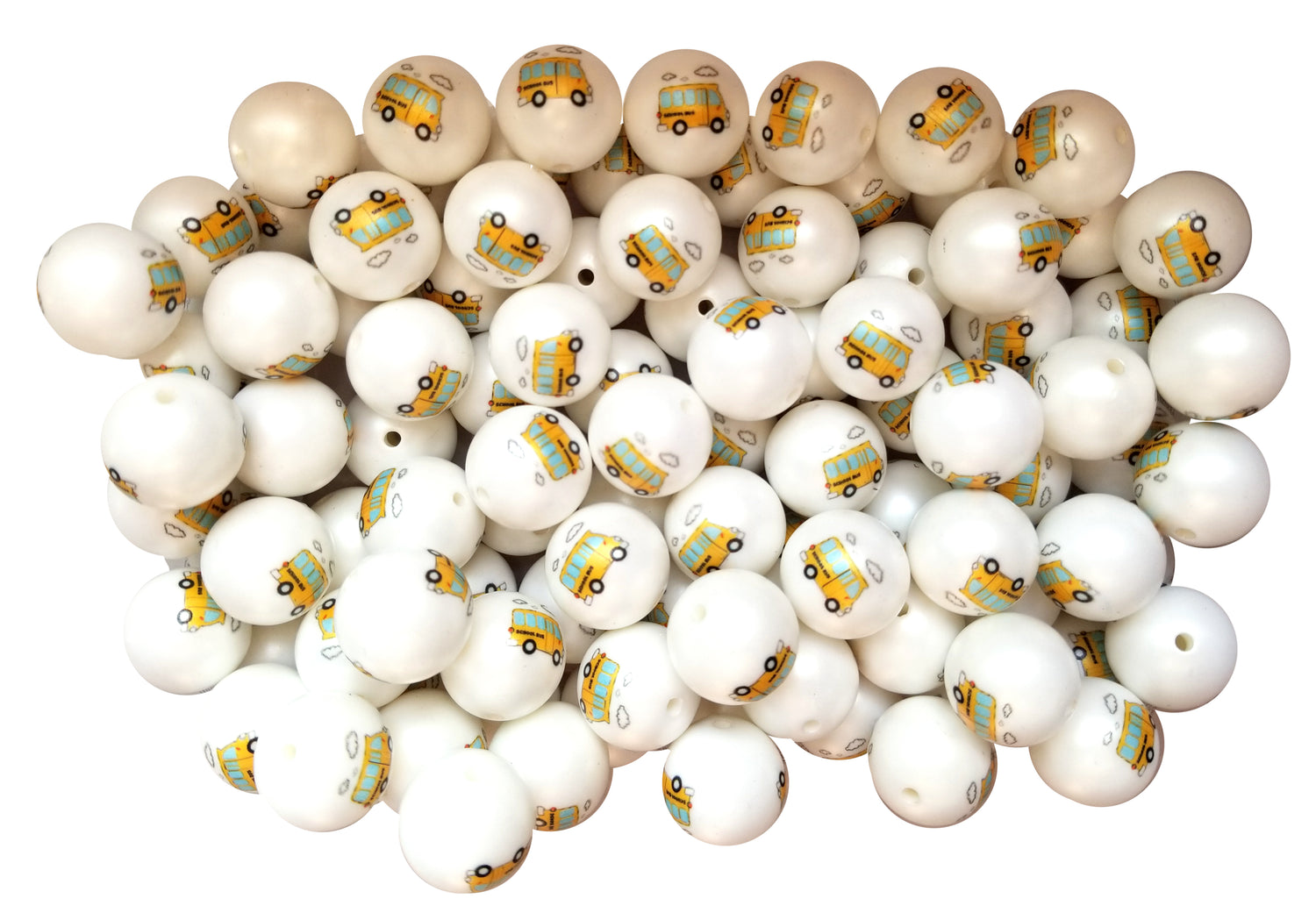 school bus 20mm printed bubblegum beads