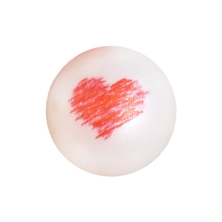 scribble heart 20mm printed bubblegum beads