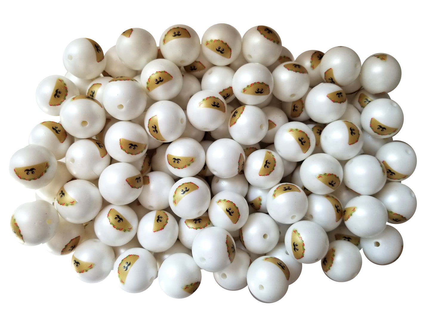 señor taco printed 20mm bubblegum beads