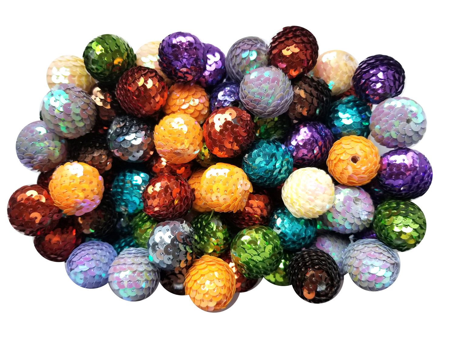 sequin mermaid tail 20mm bubblegum beads