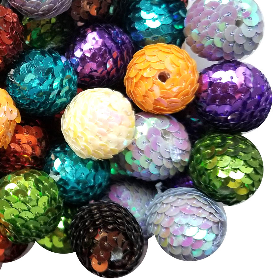sequin mermaid tail 20mm bubblegum beads