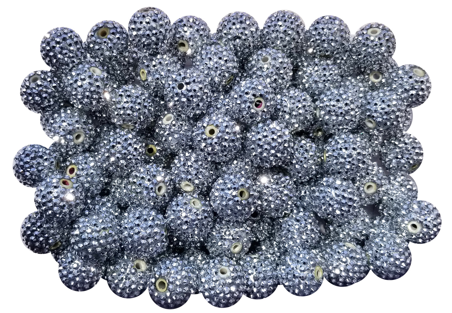 silver rhinestone 20mm bubblegum beads