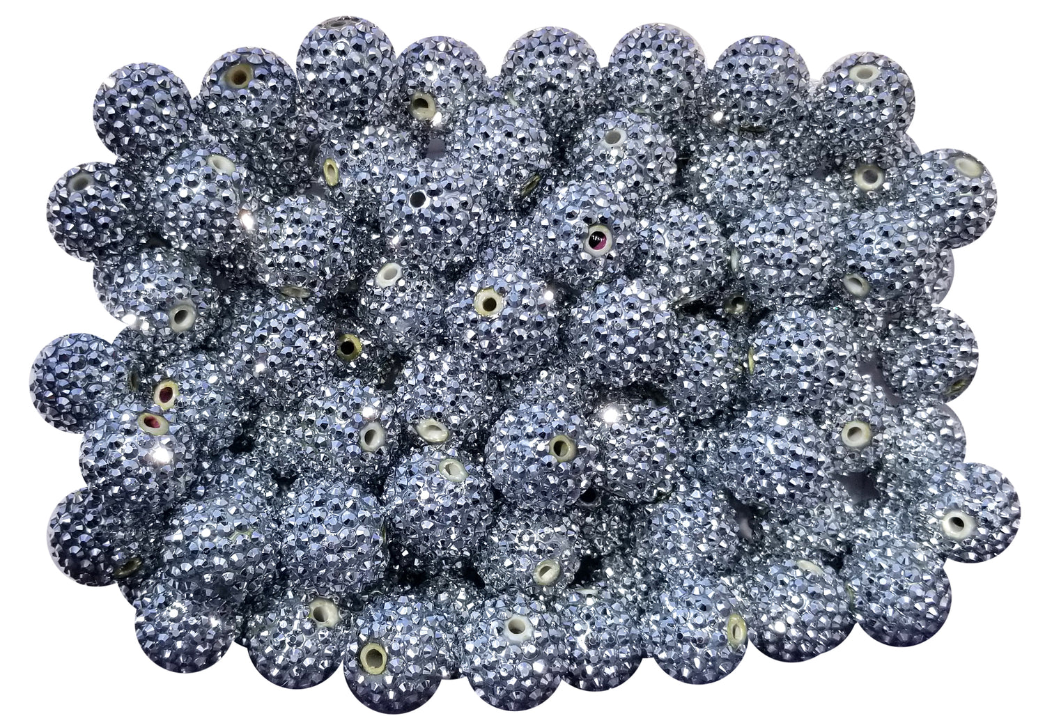 silver rhinestone 20mm bubblegum beads