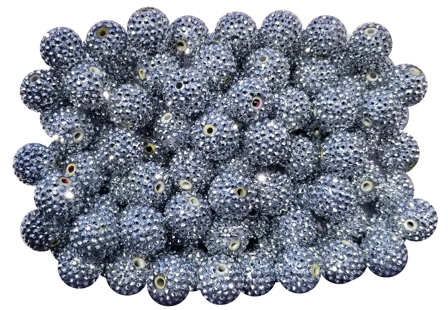 silver rhinestone 20mm bubblegum beads