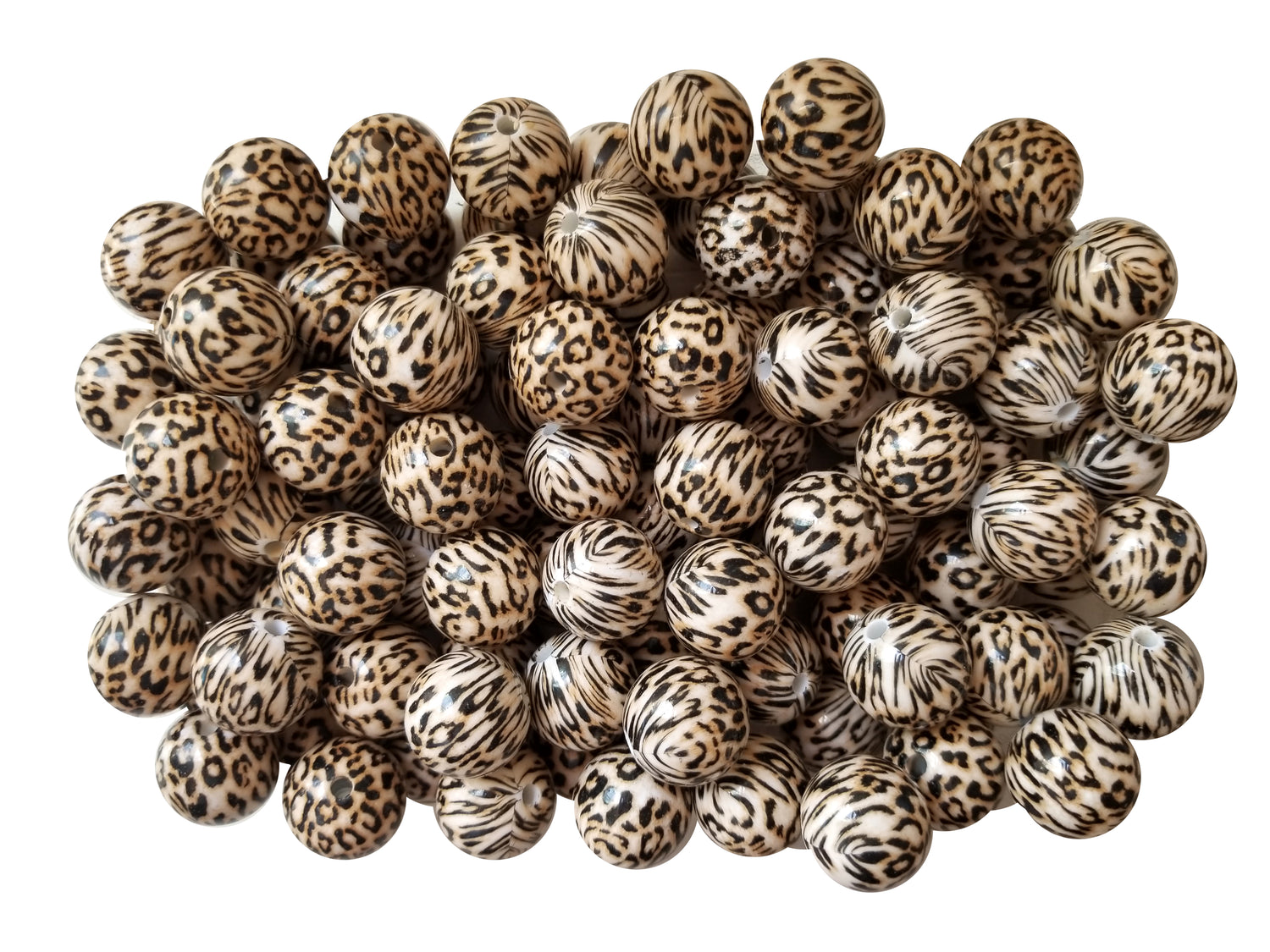 small leopard print 20mm printed bubblegum beads