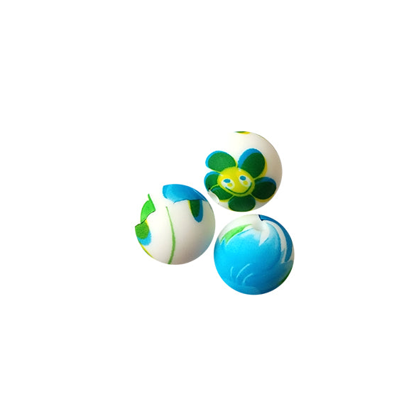 smiley daisy 15mm round silicone beads