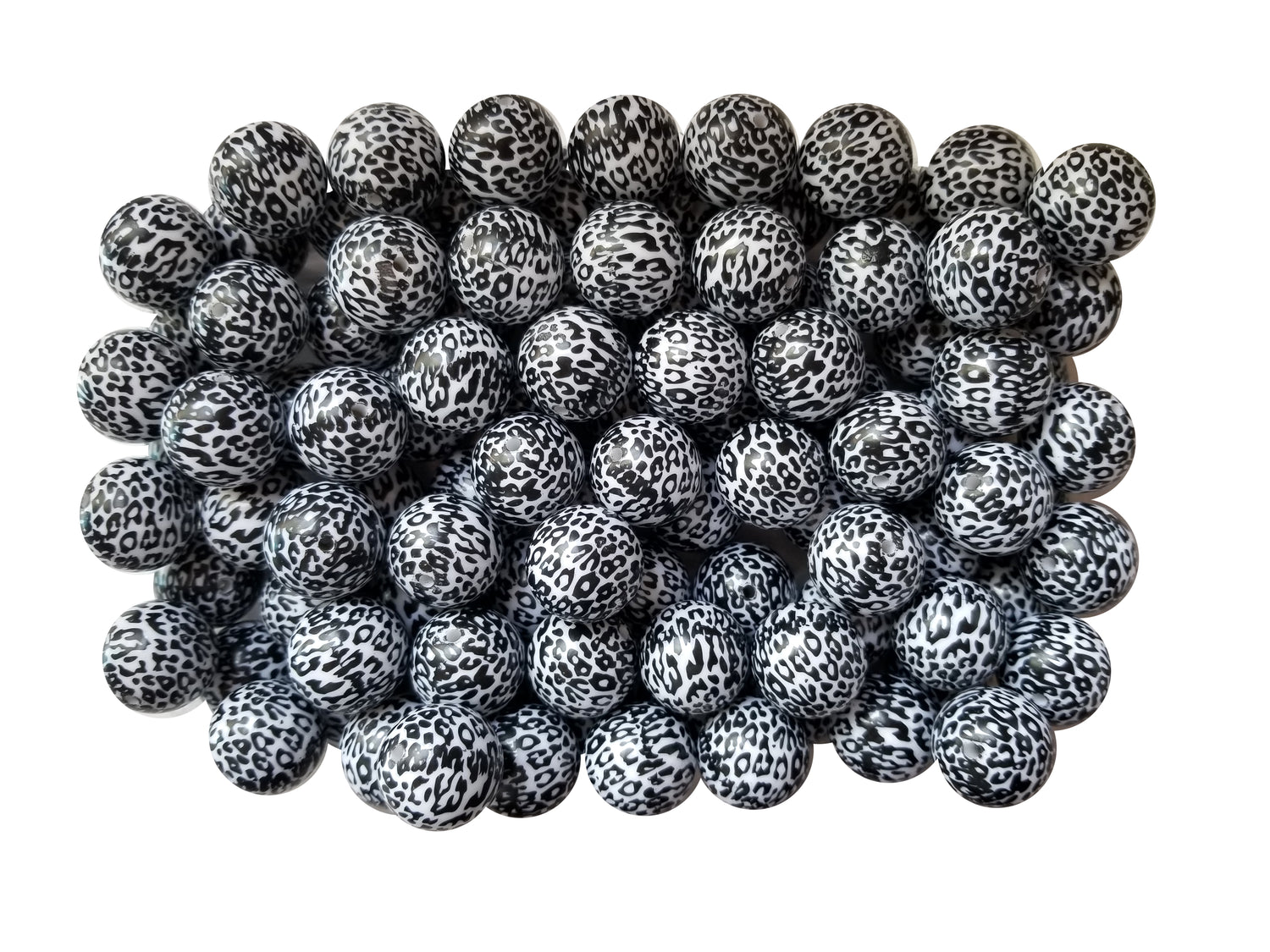 snow leopard print 20mm printed bubblegum beads
