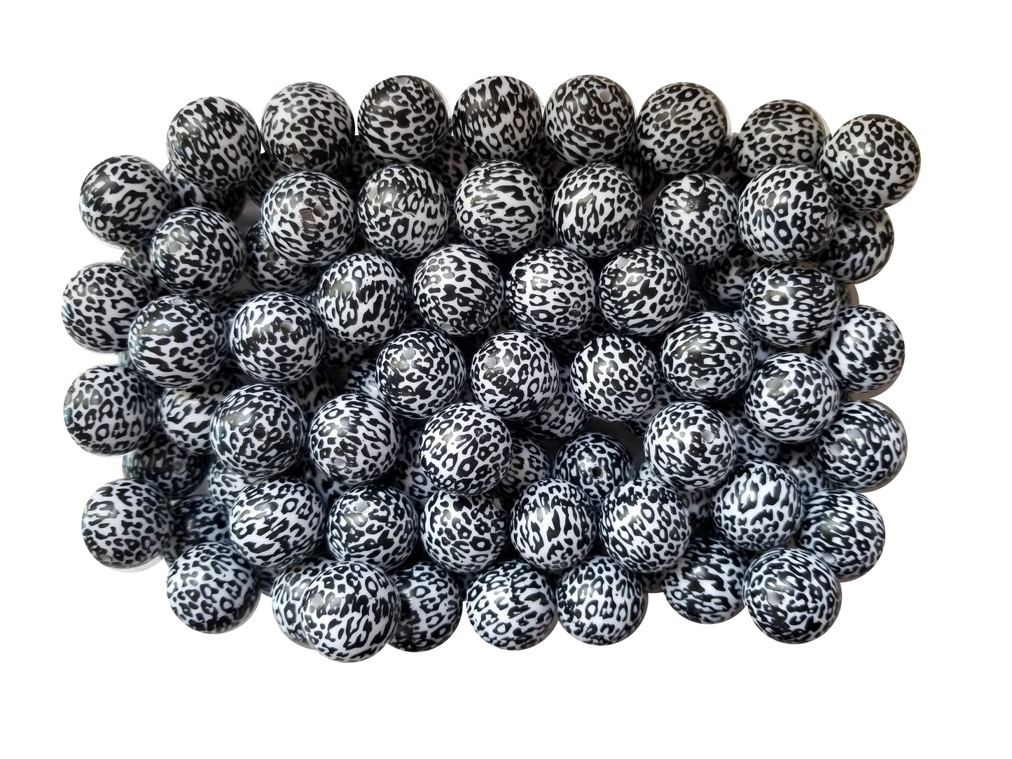 snow leopard print 20mm printed bubblegum beads