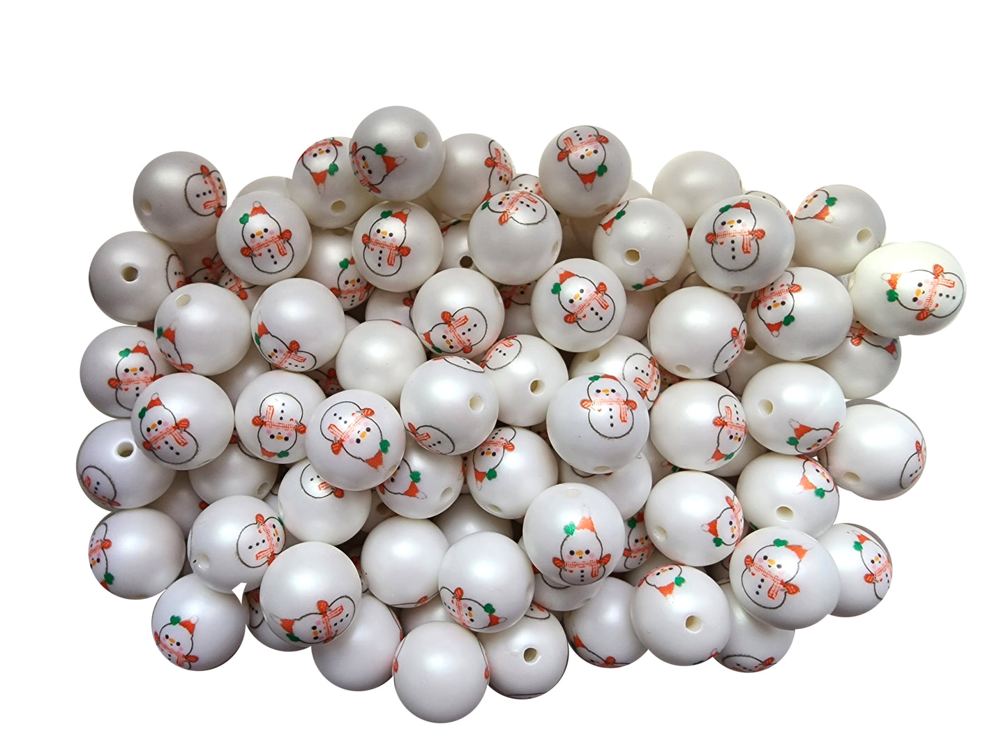 snowman with scarf 20mm printed bubblegum beads