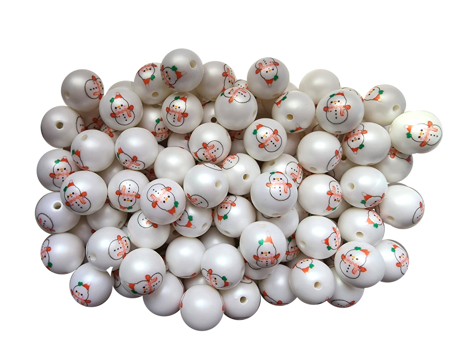 snowman with scarf 20mm printed bubblegum beads