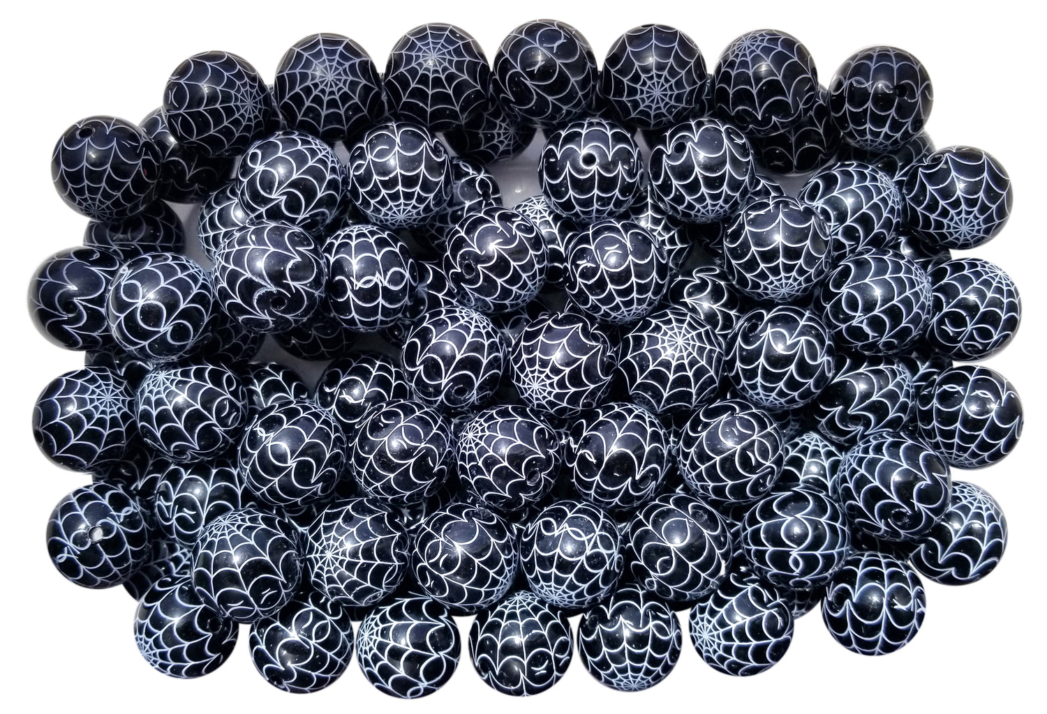 spider web 20mm printed bubblegum beads