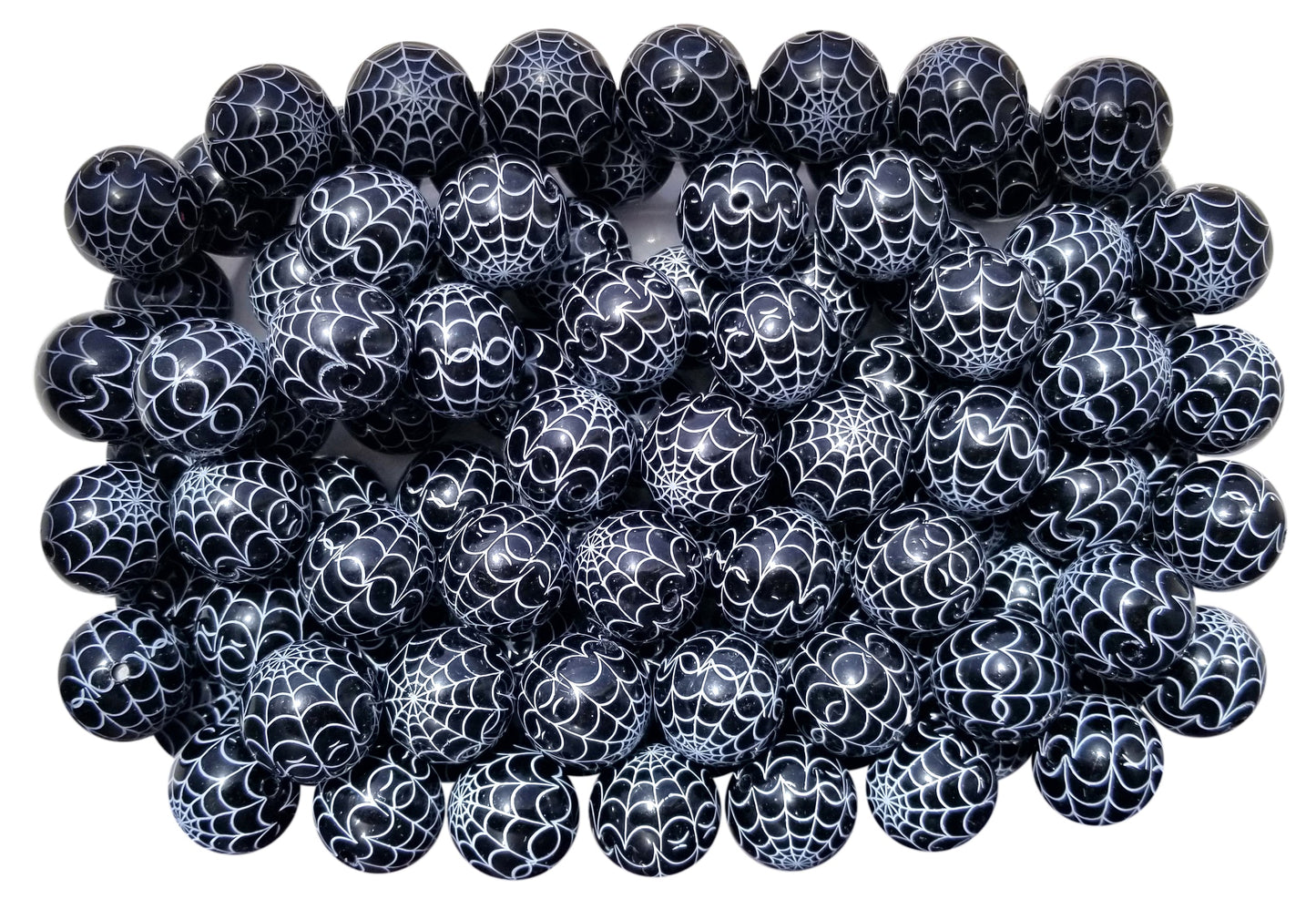 spider web 20mm printed bubblegum beads