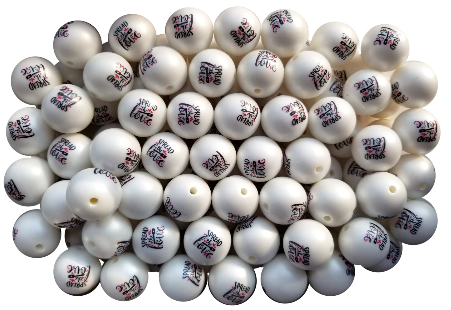 spread the love 20mm printed bubblegum beads