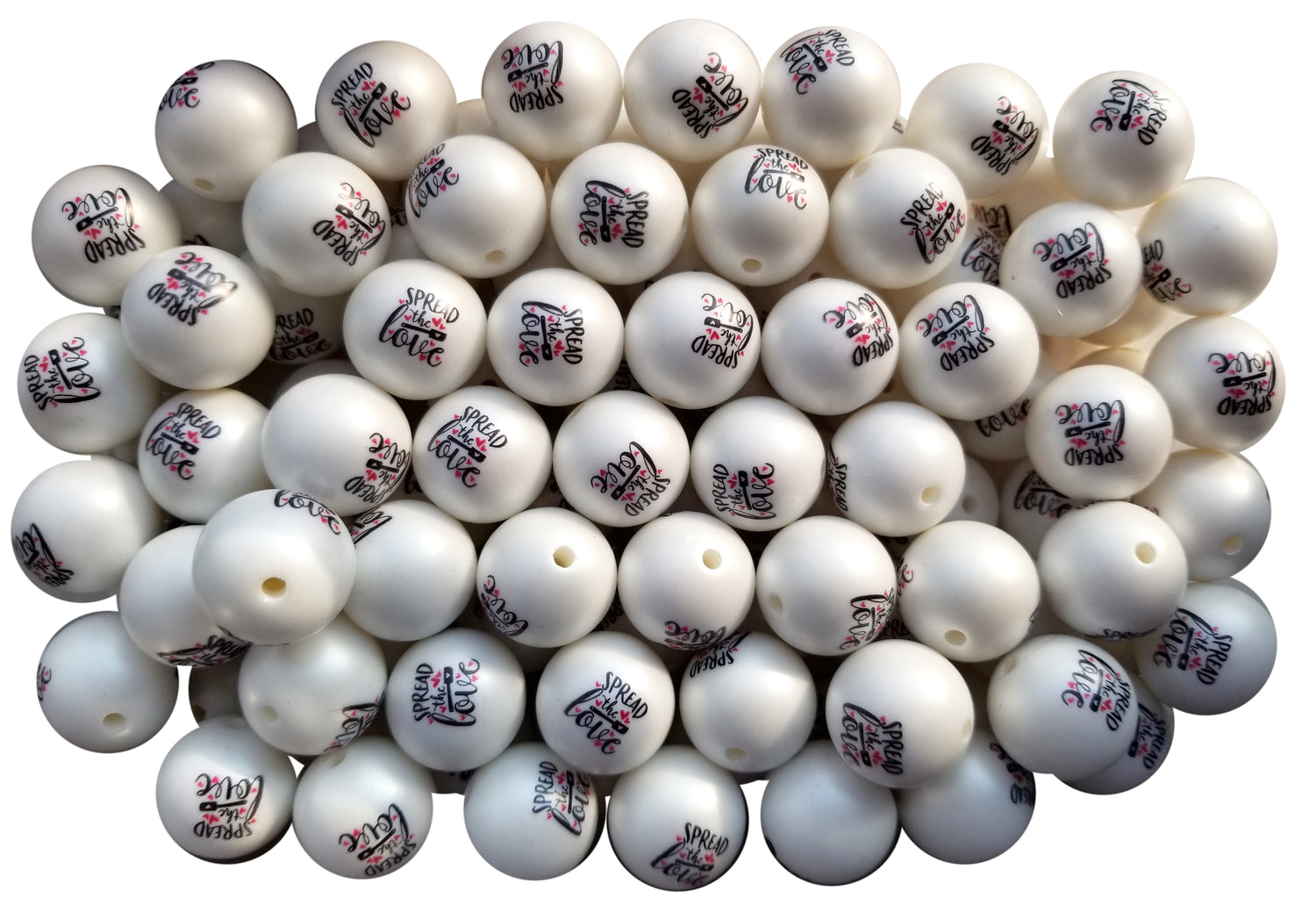 spread the love 20mm printed bubblegum beads