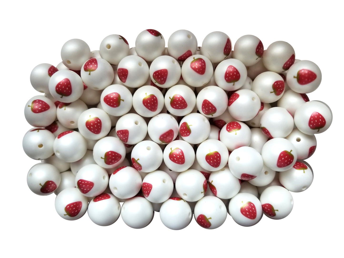 strawberry 20mm printed bubblegum beads