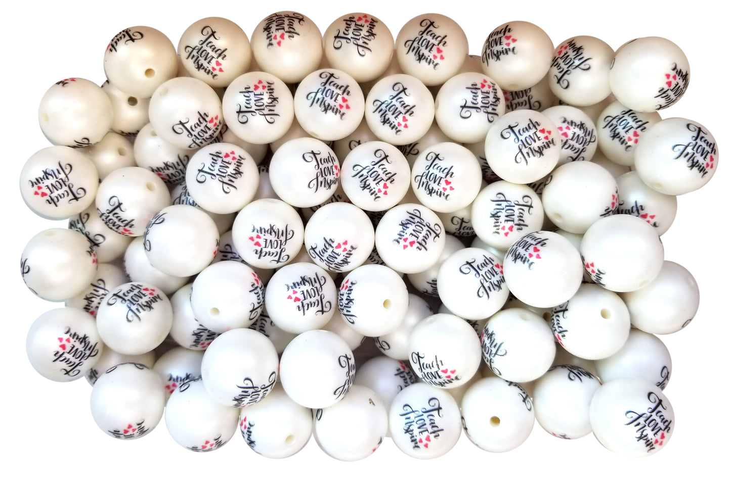teach love inspire 20mm printed bubblegum beads