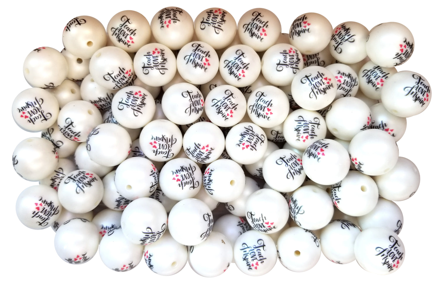 teach love inspire 20mm printed bubblegum beads