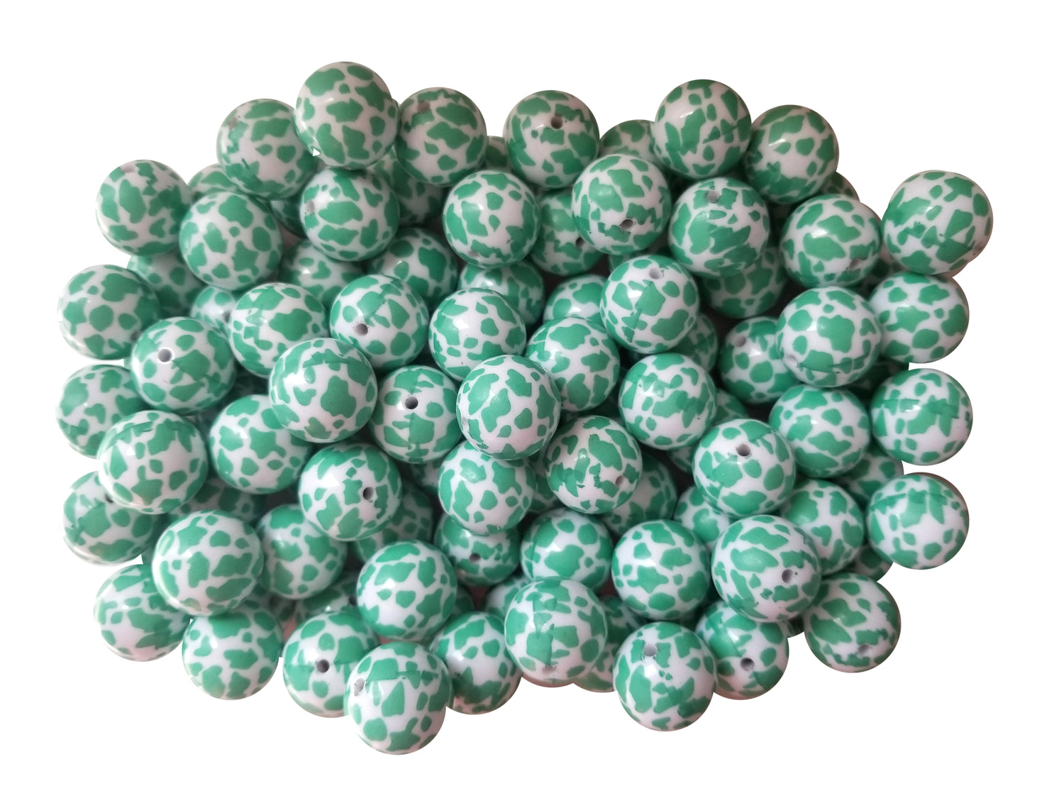 teal cow 20mm printed bubblegum beads