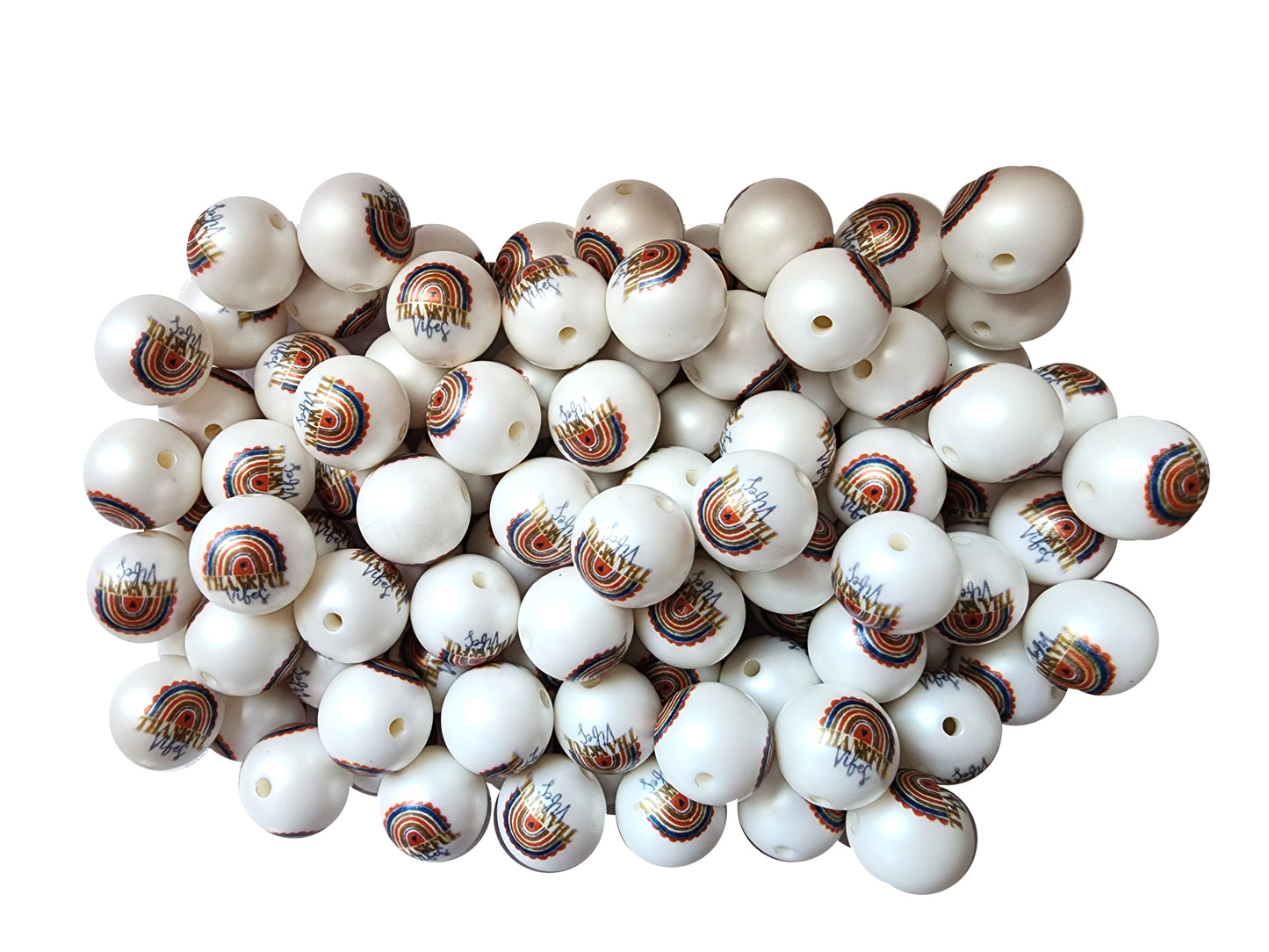 thankful vibes rainbow 20mm printed wholesale bubblegum beads