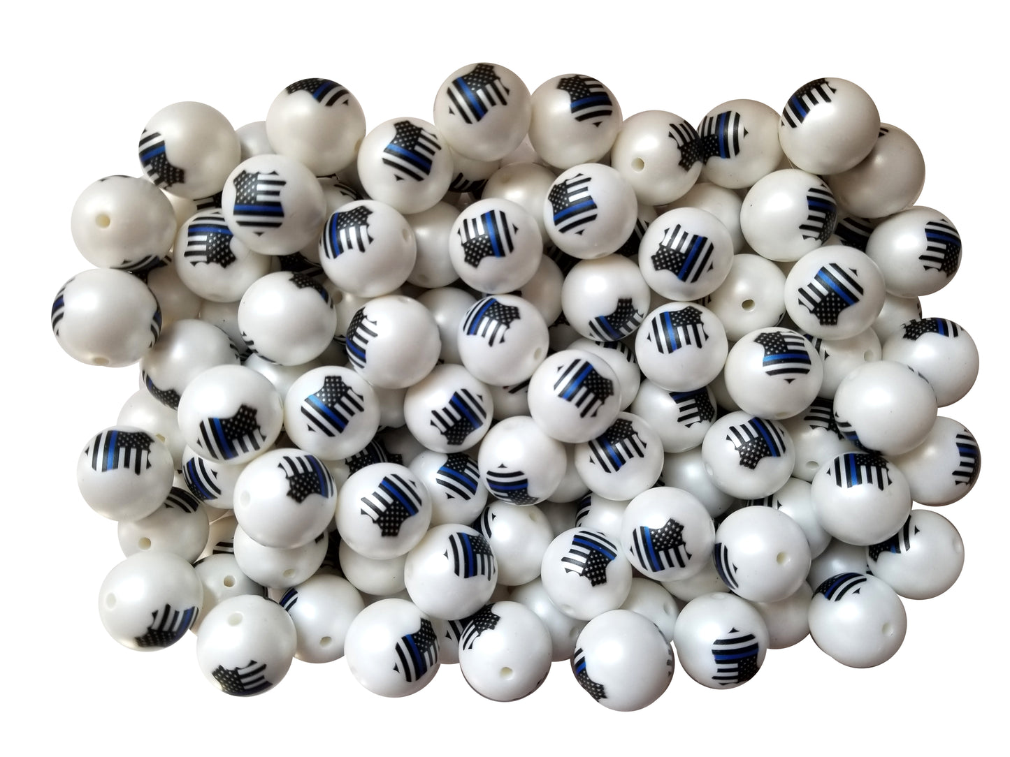 thin blue line police badge custom printed 20mm bubblegum beads
