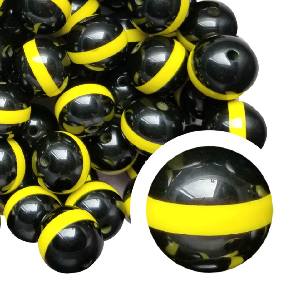 thin yellow line stripe 20mm bubblegum beads