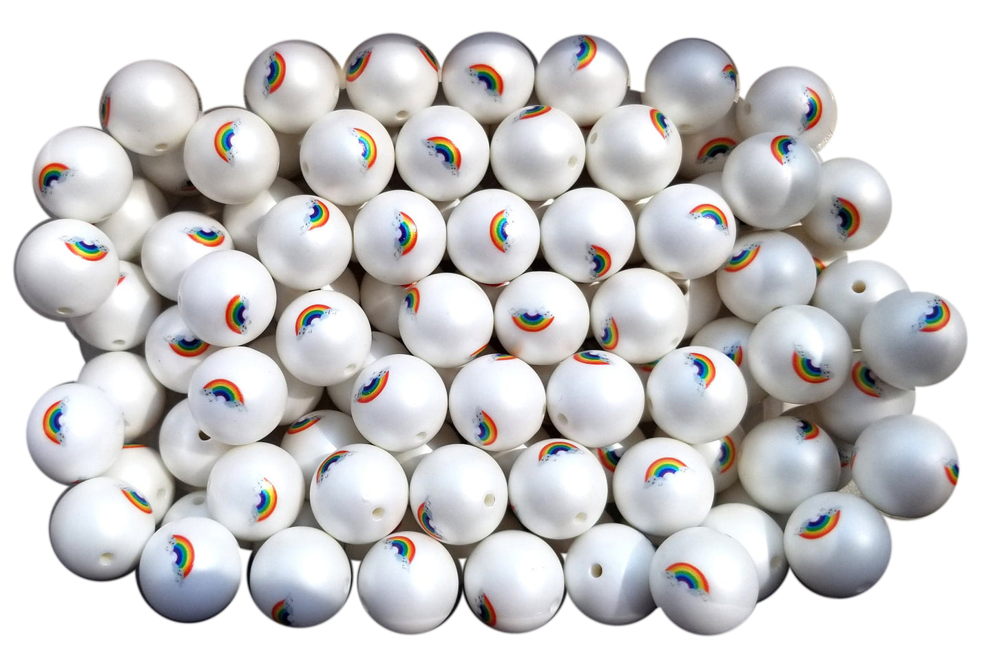 tiny rainbows 20mm printed bubblegum beads
