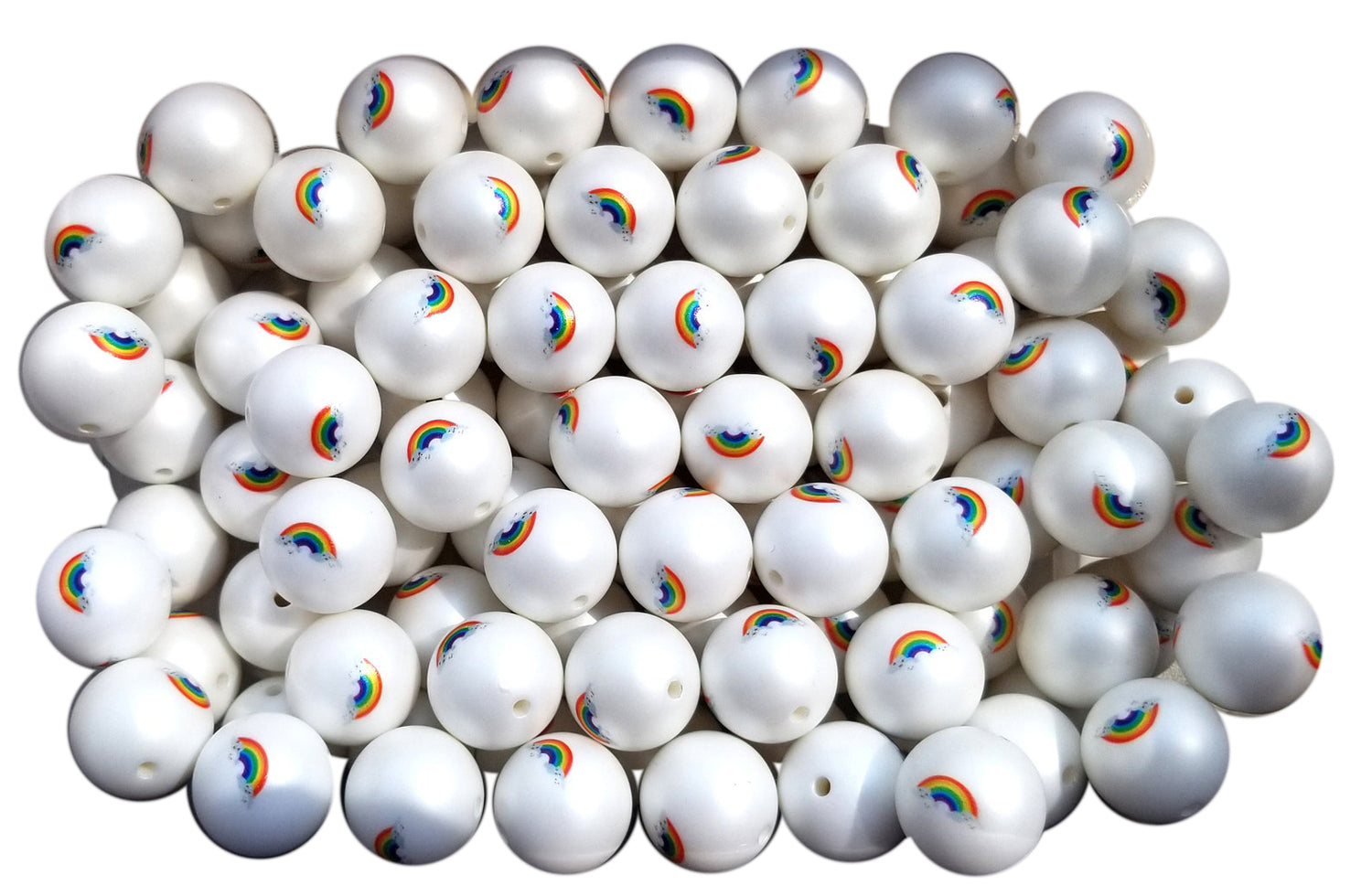 tiny rainbows 20mm printed bubblegum beads